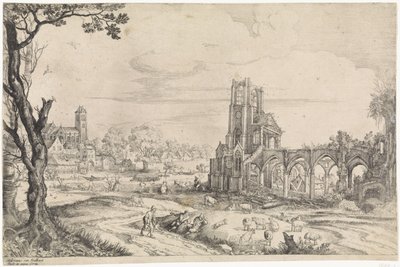 Landscape with the Ruin of an Abbey by Adriaen van Stalbemt